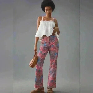 Anthropologie Love The Label Women’s Size 6 Paisley Printed Flare Pants Floral